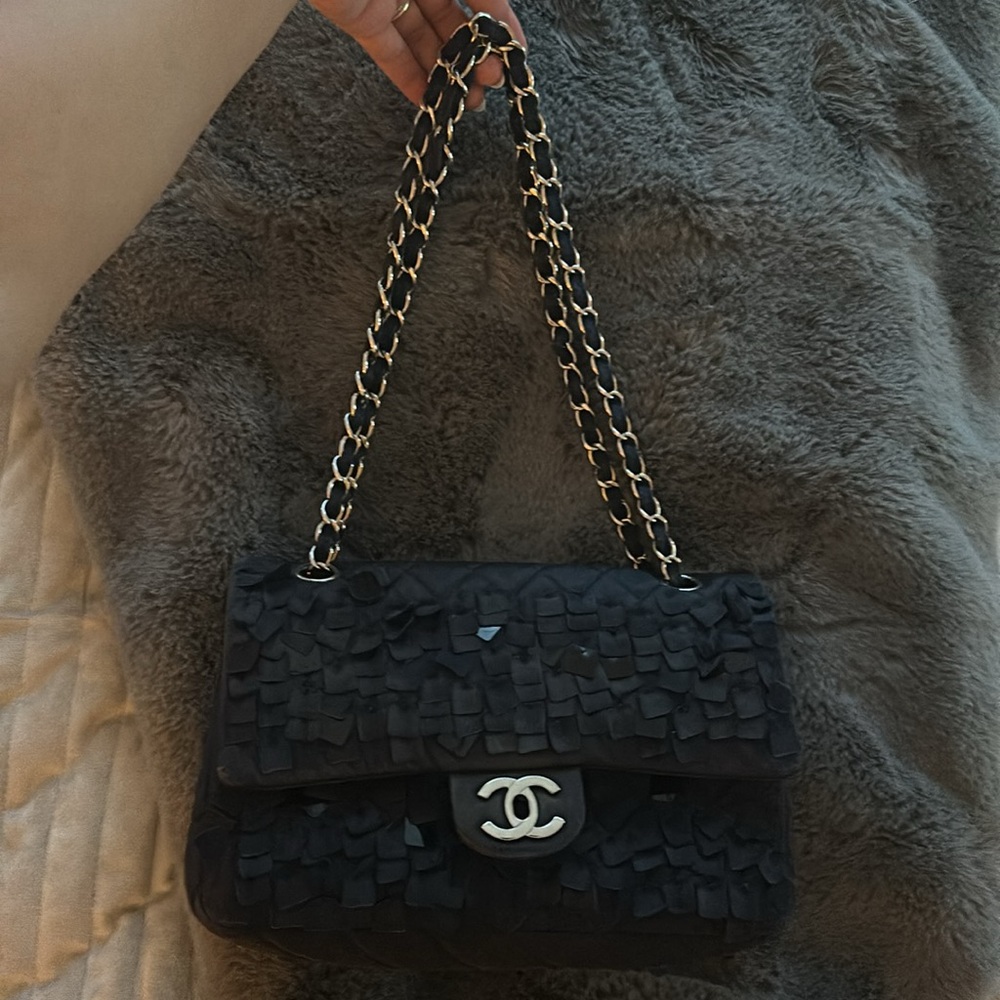 Chanel
Classic Double Flap Bag Pailette Embellished Quilted Satin Medium